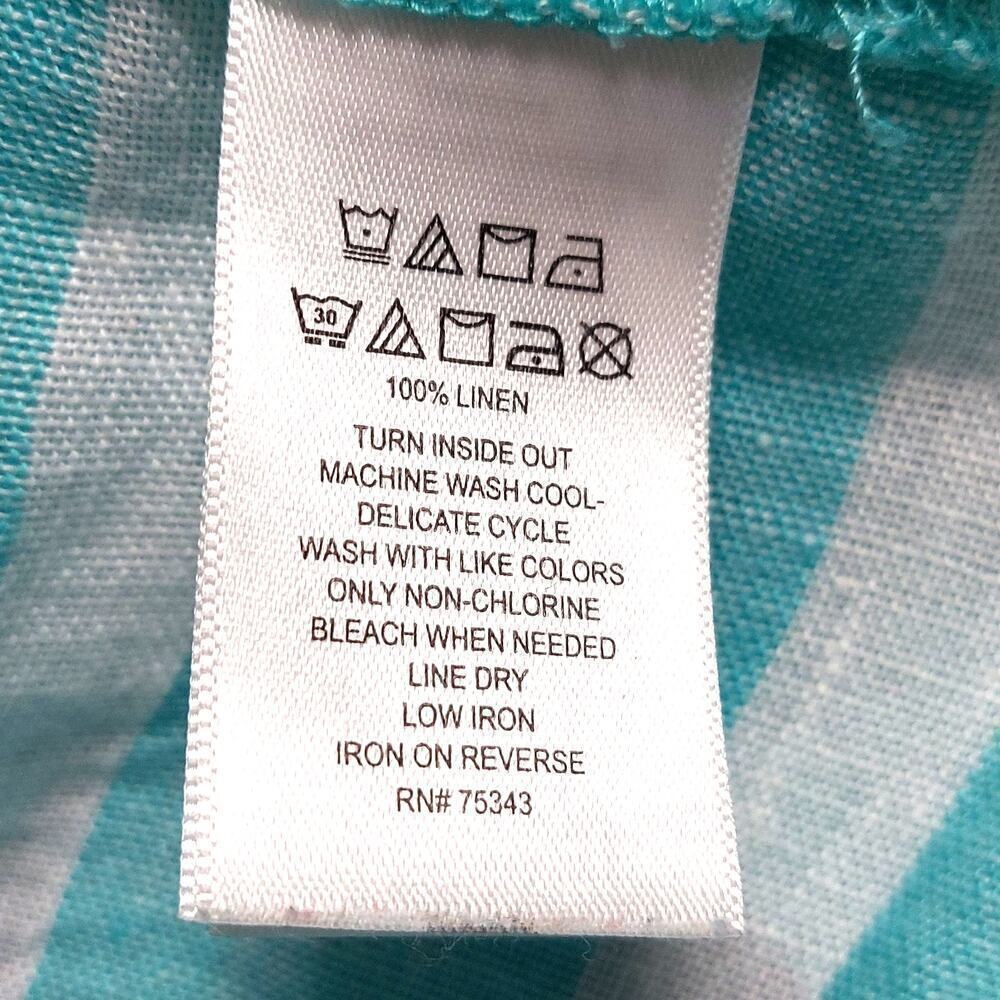Sigrid Olsen Women's Mint Green Striped Linen Sleeveless Shift Dress - Picture 8 of 8